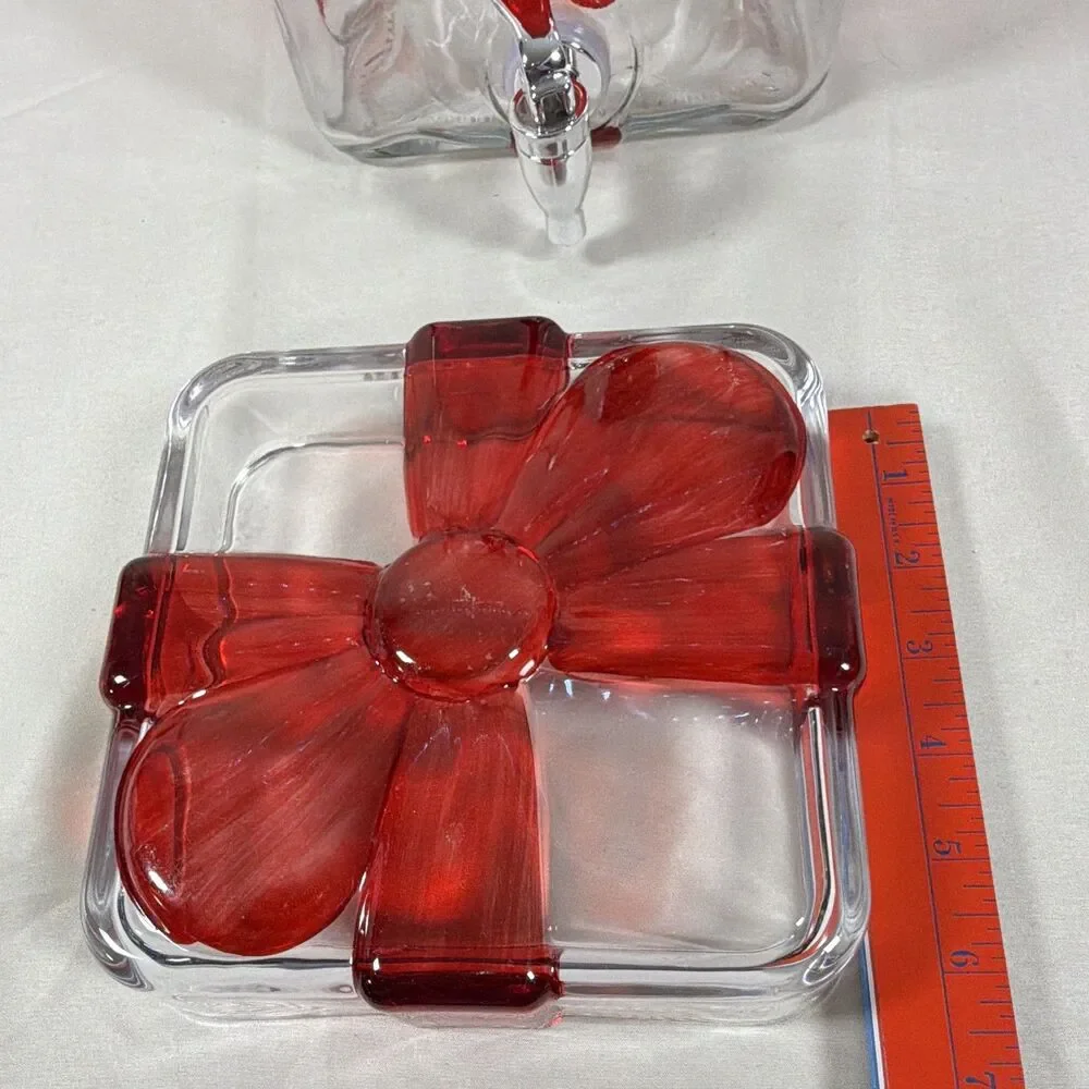 Winterberry Lane Glass Gift Box Drink Dispenser | Christmas Beverage Server